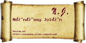 Nánássy Jolán névjegykártya