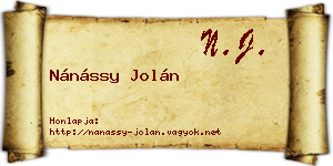 Nánássy Jolán névjegykártya