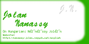 jolan nanassy business card